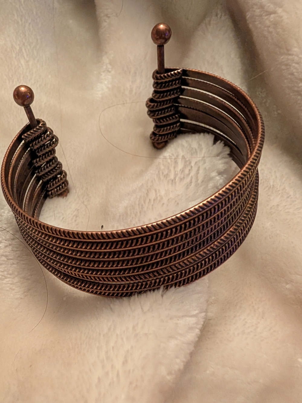 Vintage Copper-Tone Multi-Band Braided Cuff Bracelet